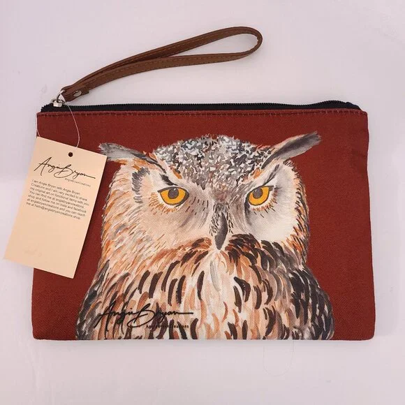 Owl Zipper Pouch Wristlet by Angie Bryan - Picture 2 of 7